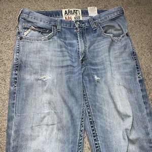 Ariat Jeans Mens 35x36 Blue M5 Slim Boot Medium Wash Denim Cowboy Distressed